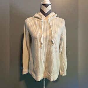LOFT Ivory Waffle Knit Lightweight Hoodie